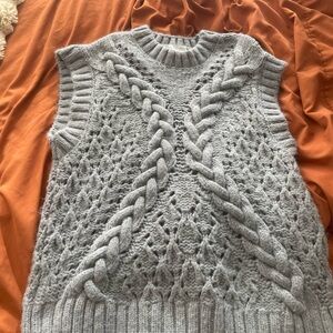 Zara Chunky Grey Knit Sweater Vest